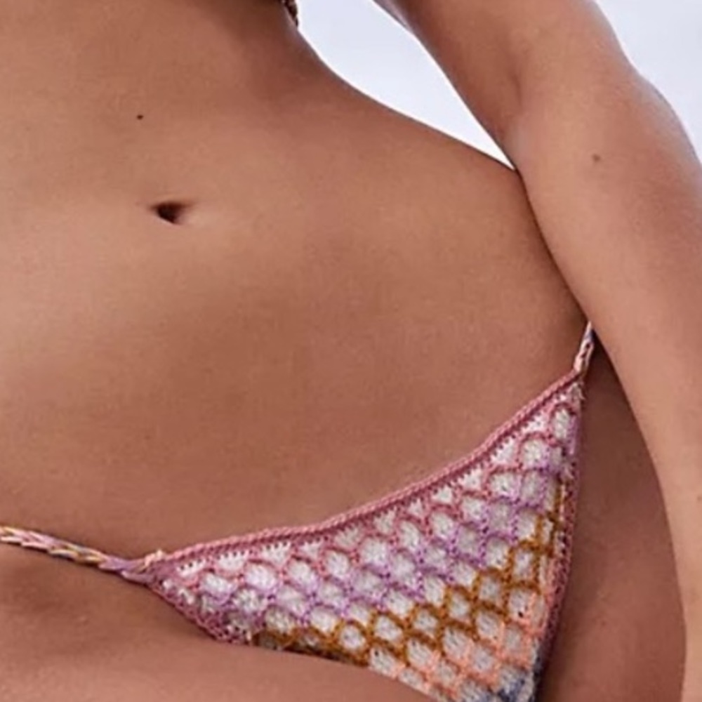 New Anna Kosturova x Free People Michelle Mesh Crochet XS Pink Handmade Bottoms - Picture 7 of 8